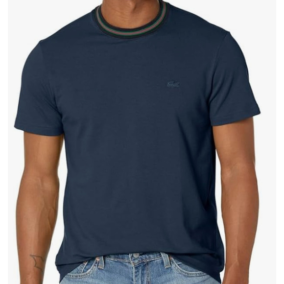 Lacoste Men's Short Sleeve Fancy Crew Neck T-Shirt Marine S